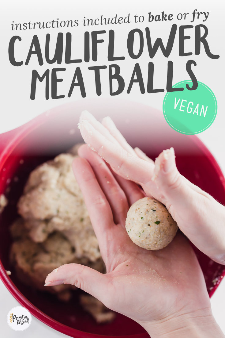 Vegan Cauliflower and Brown Rice Meatballs by Pasta-based. Bake or fry these Vegan Meatballs made with Cauliflower and Brown Rice. Easy to make using flavorful, simple, plant-based ingredients. Perfect for pairing with a variety of sauces, sandwiches, and soups.