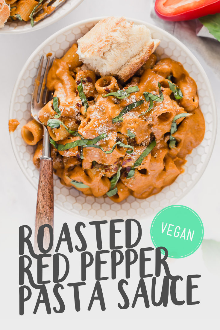 Easy, Creamy, Vegan Roasted Red Pepper Pasta Sauce by pasta-based.