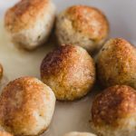 Vegan Brown Rice Meatballs by Pasta-based. Golden brown vegan meatballs fried in oil. Option to bake available, too.