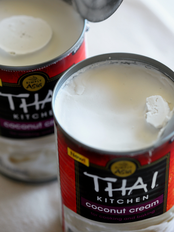 Thai coconut cream cans opened.