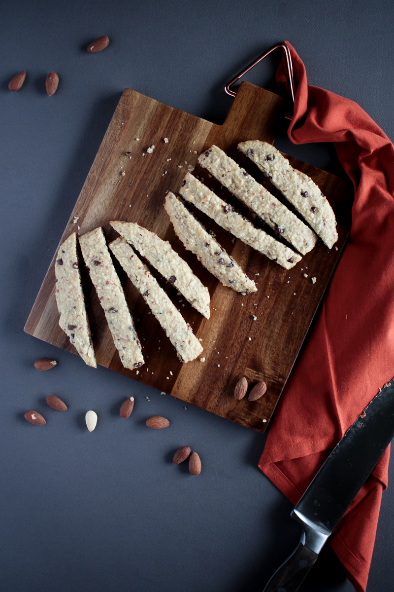 Vegan Chocolate Chip Almond Biscotti