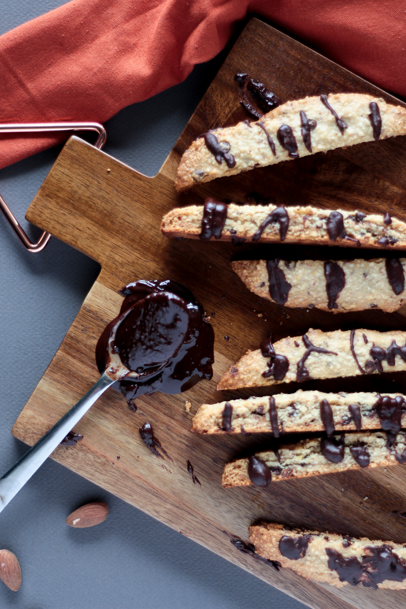 Vegan Italian Biscotti Chocolate-Drizzled