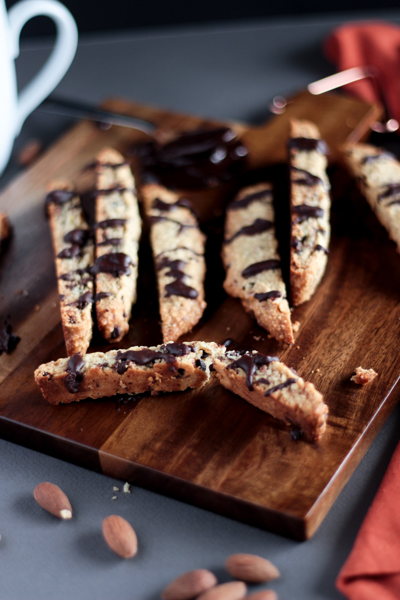 Almond Biscotti Chocolate Drizzled Vegan