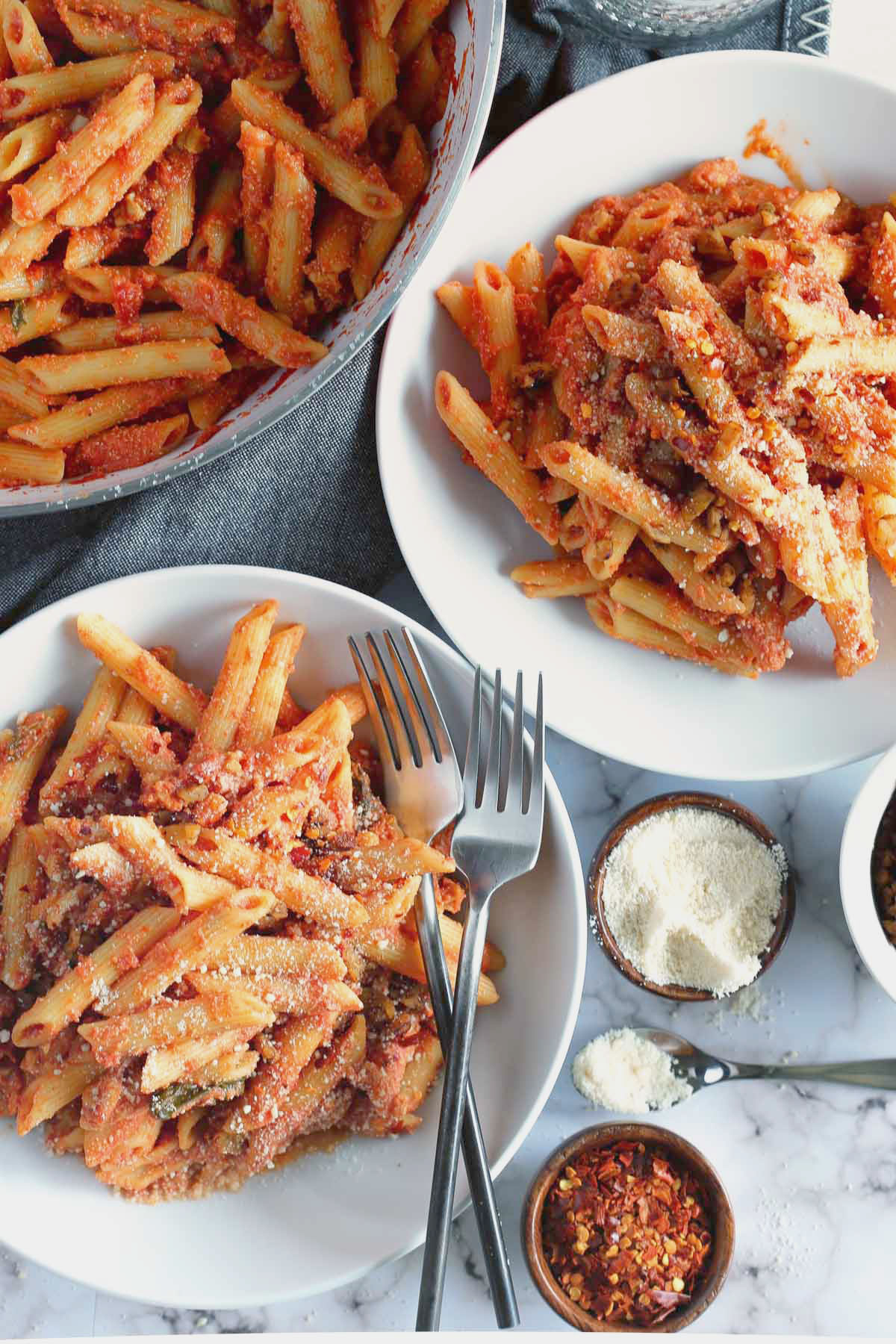 Vegan Penne Alla Vodka with Tempeh “Pancetta”