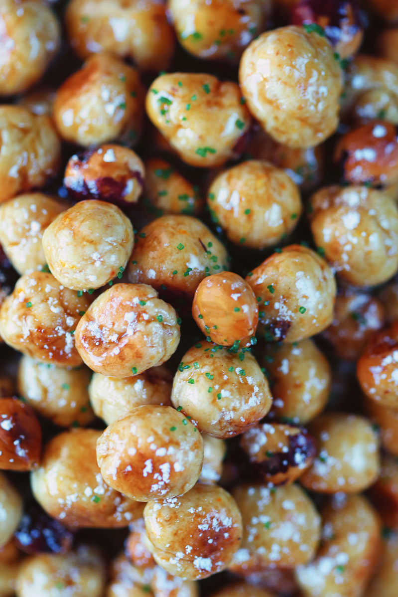 Vegan Struffoli / Italian Honey Balls by Pasta-based. Sticky vegan Bee Free honee covering dough balls.