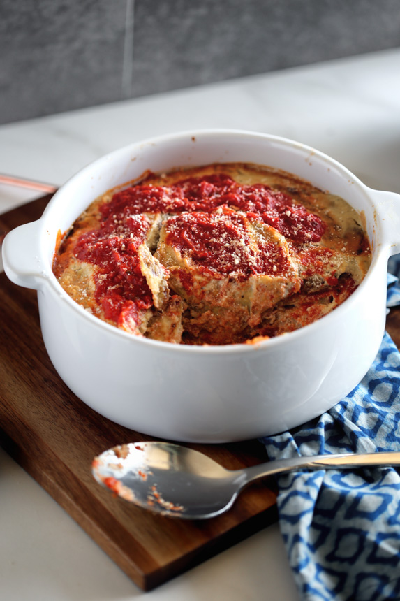 Vegan Baked Eggplant Parmesan Recipe with Fried Eggplant, Marinara Tomato Sauce, and Cashew Cream by Pastabased - Vegan Italian Cooking