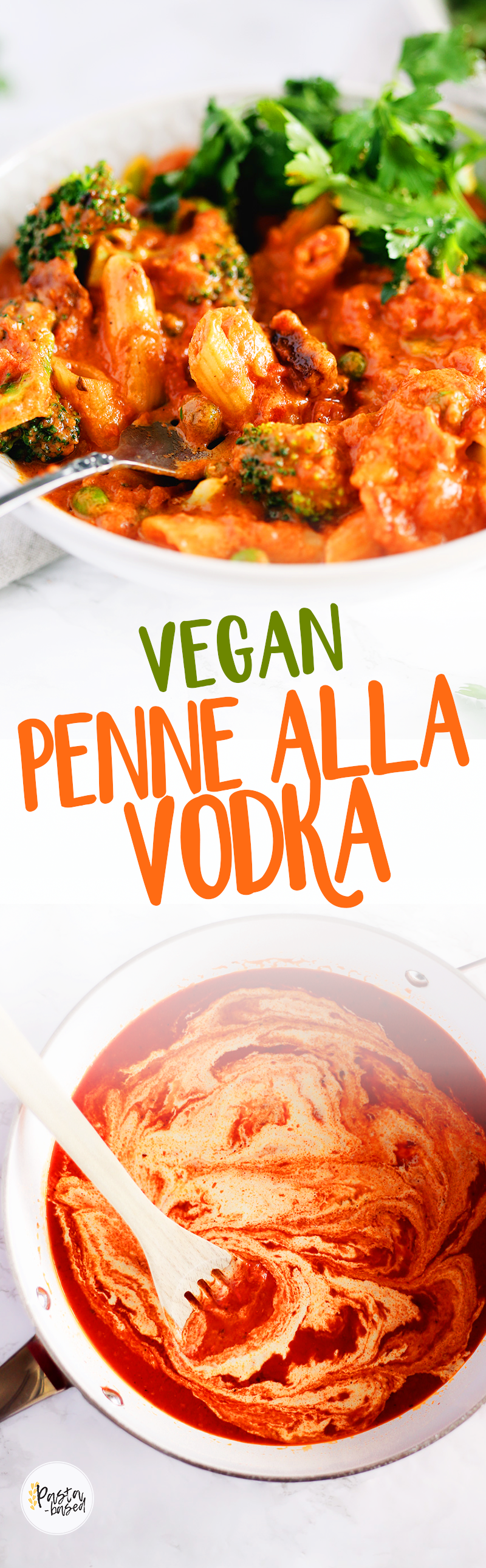 Creamy Vegan Vodka Sauce by Pasta-based. Easy to make and perfect for dinner. Garlicky marinara sauce, smooth cashew cream, and a splash of vodka. Add tempeh pancetta for a traditional dish.